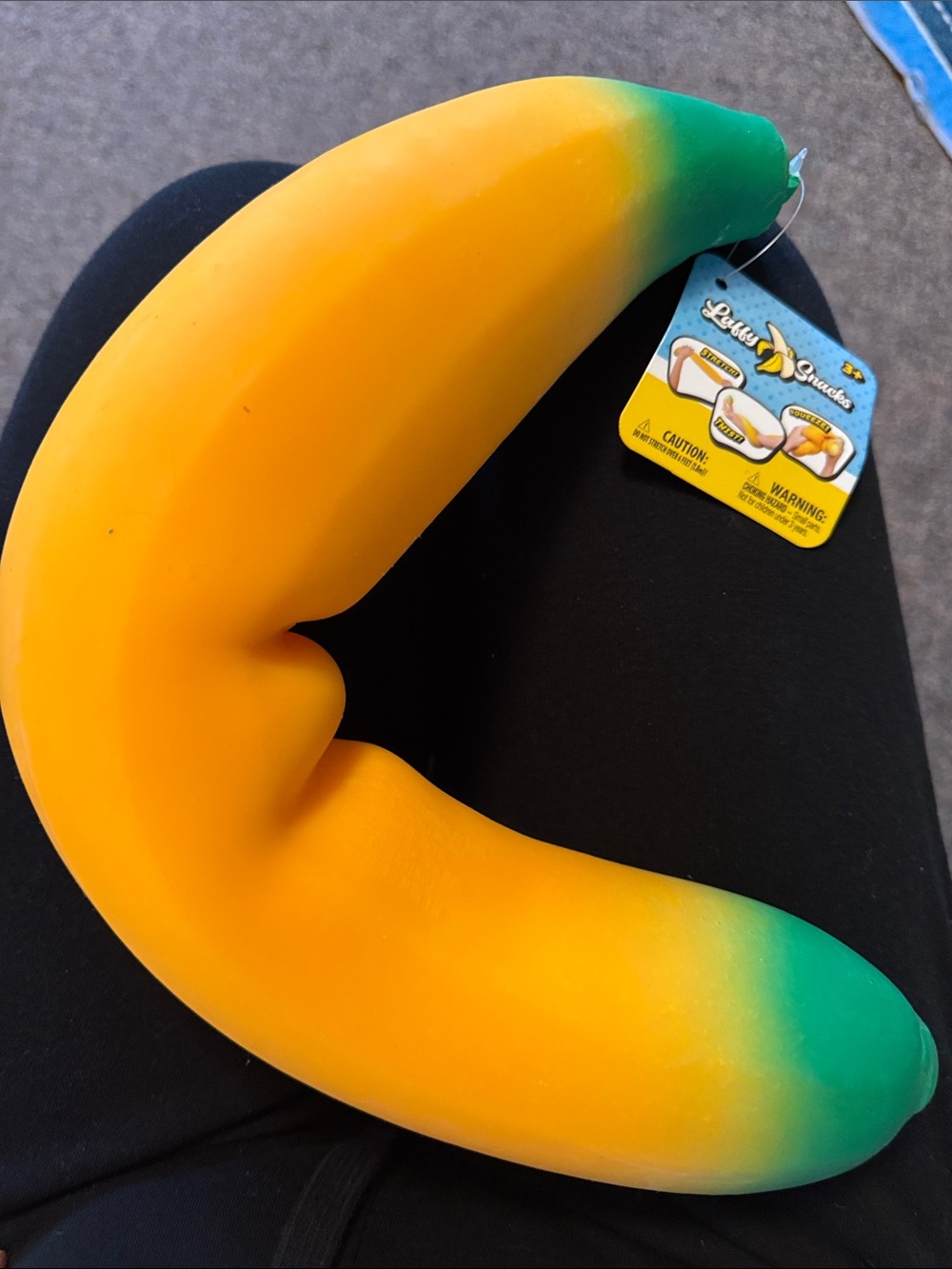 Squishy Banana Stress Toy - Yellow with Green Tips